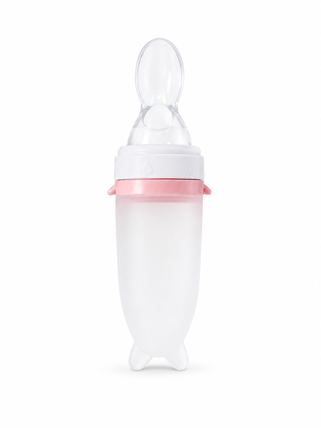 Baby Silicone Food Feeder, Spoon Bottle for Baby, Cute Shape Soft Integrated Design Green Silicone Baby Squeeze Bottle Lid for Vegetable Paste